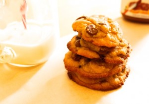 Brown butter chocolate chip cookies with nutella and sea salt